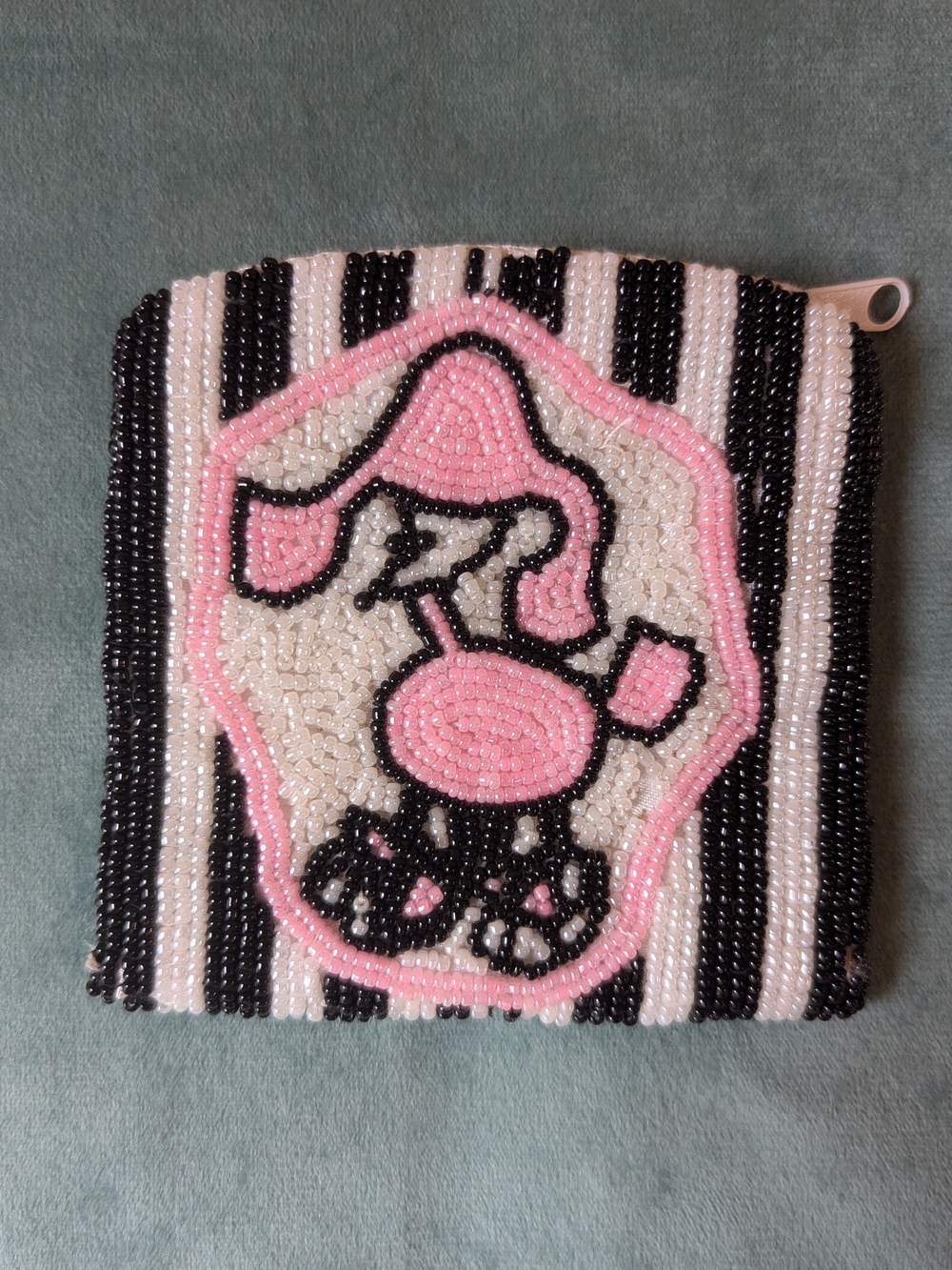 Vintage Beaded Pink Poodle Coin Purse